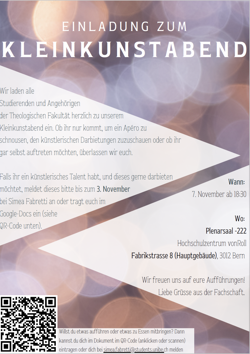 Bild mit Lichtern und Einladung zum Kleinkunstabend