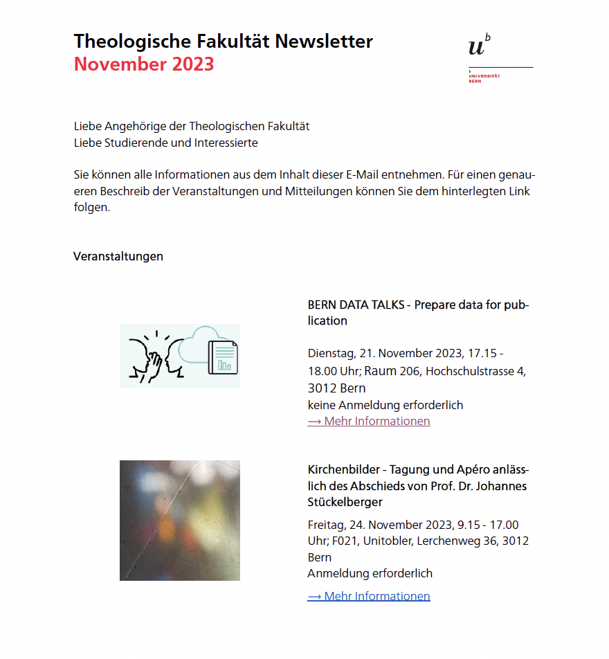Newsletter der Theologischen Fakultät November 2023