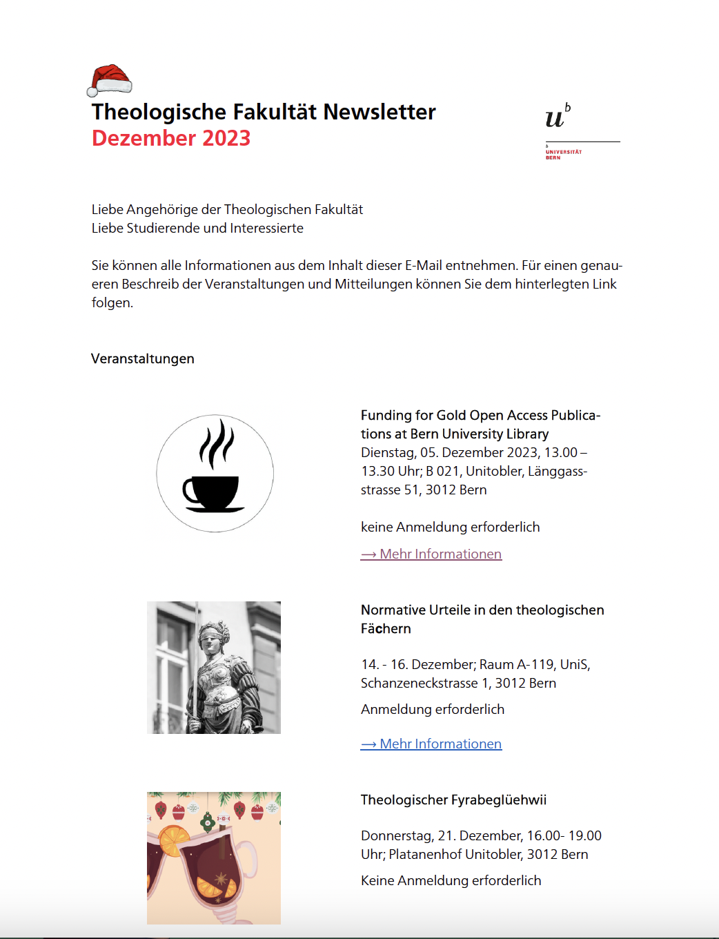 Newsletter der Theologischen Fakultät Dezember 2023